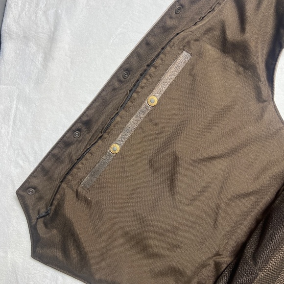 First classic Men's Leather Brown Motorcycle Vest - Picture 5 of 9